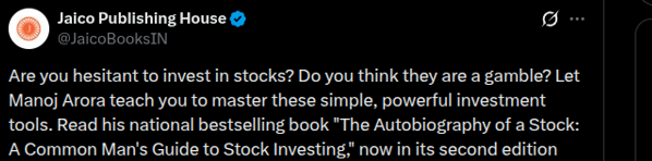 Open the book promo post for The Autobiography of a Stock